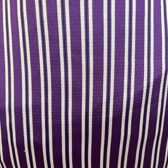 Banana Republic Skirt size 12 Purple White Striped Satin Asymmetrical Career - Picture 5 of 8